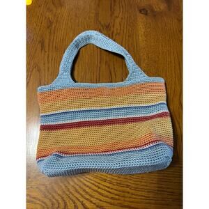 The Sak Crochet Knit Striped Small Handbag Purse Multicolor Boho Hippie Chic